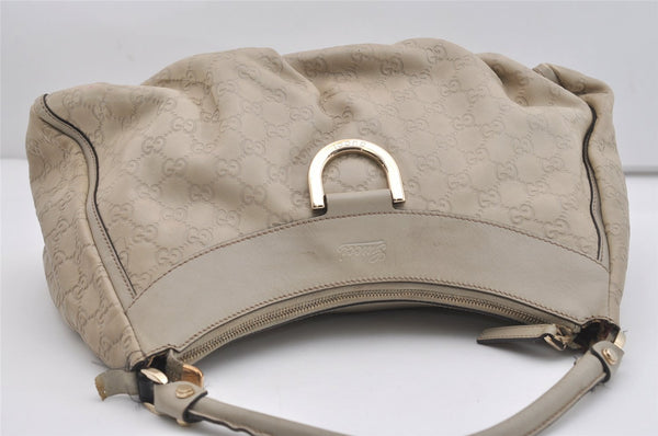 Authentic GUCCI Guccissima Abbey Shoulder Bag GG Leather 189833 White Junk 4756J