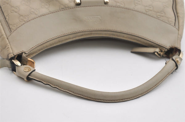 Authentic GUCCI Guccissima Abbey Shoulder Bag GG Leather 189833 White Junk 4756J
