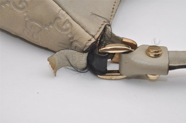 Authentic GUCCI Guccissima Abbey Shoulder Bag GG Leather 189833 White Junk 4756J