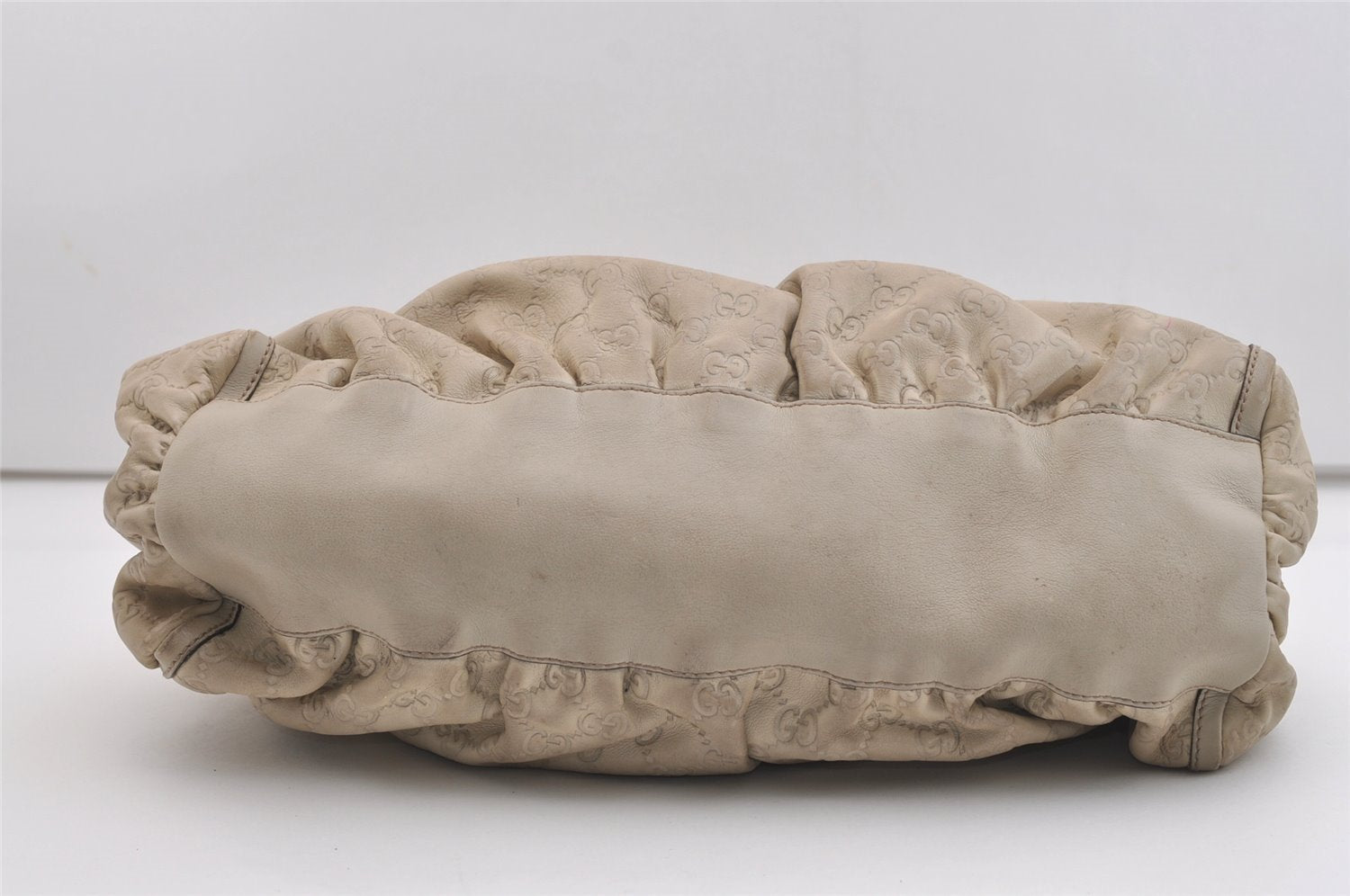 Authentic GUCCI Guccissima Abbey Shoulder Bag GG Leather 189833 White Junk 4756J