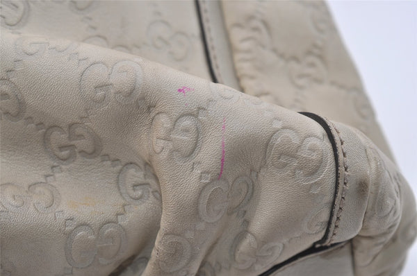 Authentic GUCCI Guccissima Abbey Shoulder Bag GG Leather 189833 White Junk 4756J