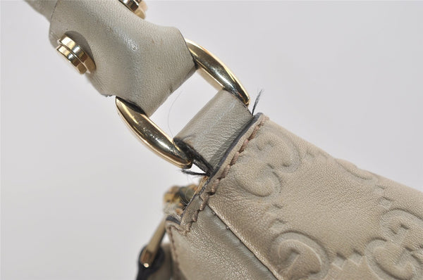 Authentic GUCCI Guccissima Abbey Shoulder Bag GG Leather 189833 White Junk 4756J