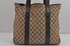 Authentic GUCCI Vintage Shoulder Tote Bag GG Canvas Leather 145971 Brown 4757J