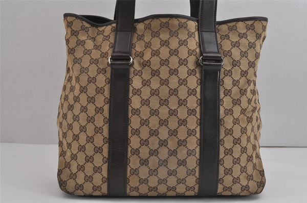 Authentic GUCCI Vintage Shoulder Tote Bag GG Canvas Leather 145971 Brown 4757J
