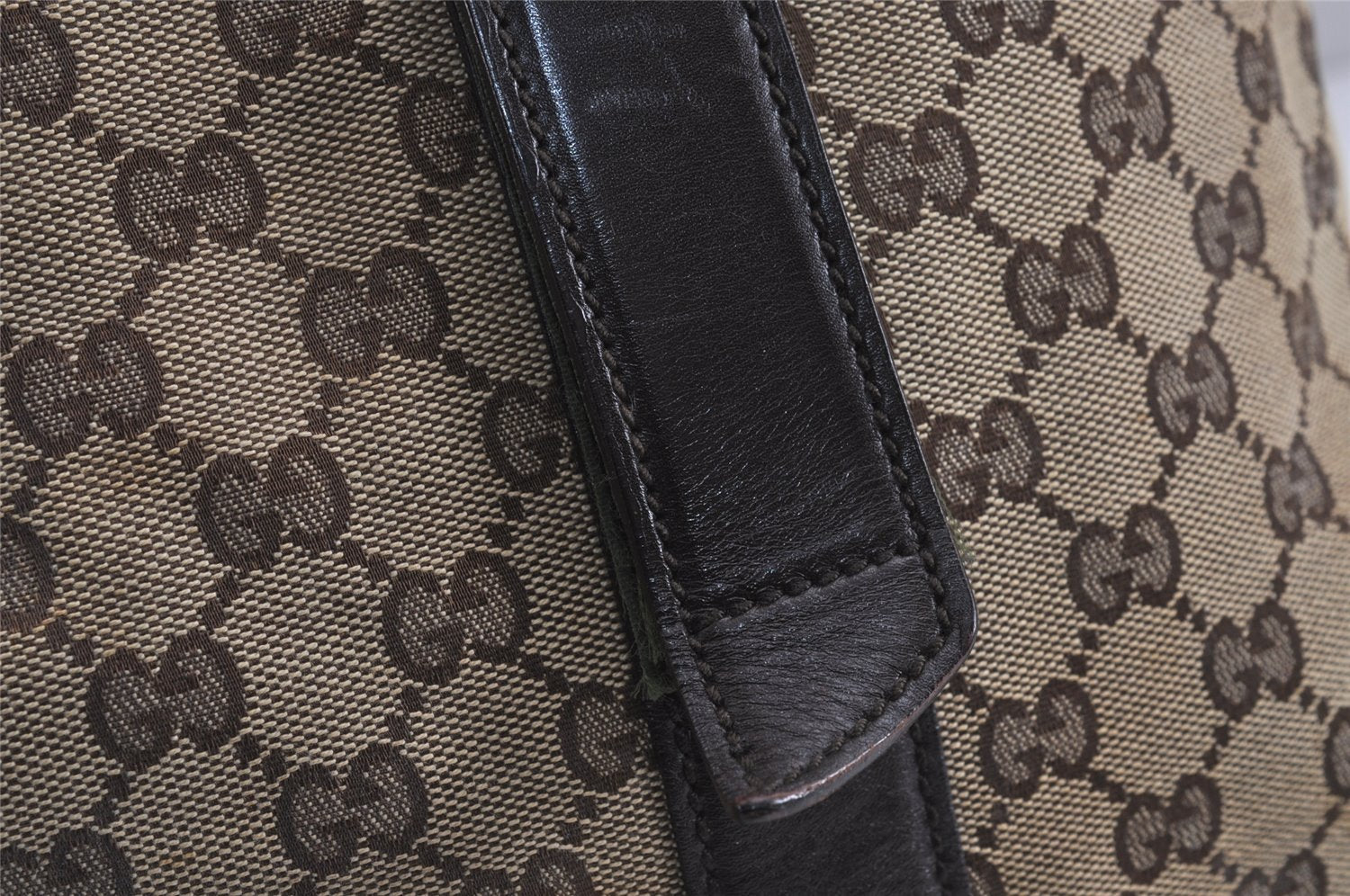 Authentic GUCCI Vintage Shoulder Tote Bag GG Canvas Leather 145971 Brown 4757J