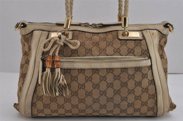 Authentic GUCCI Bamboo Bella 2Way Hand Bag GG Canvas Leather 282300 Brown 4758J