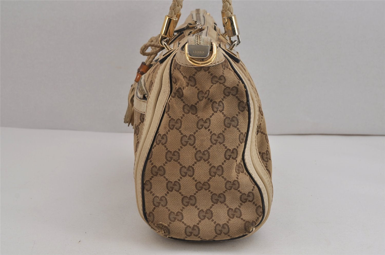 Authentic GUCCI Bamboo Bella 2Way Hand Bag GG Canvas Leather 282300 Brown 4758J