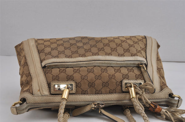 Authentic GUCCI Bamboo Bella 2Way Hand Bag GG Canvas Leather 282300 Brown 4758J