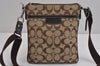 Authentic COACH Signature Shoulder Cross Body Bag Canvas Leather Brown 4760J