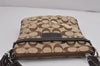 Authentic COACH Signature Shoulder Cross Body Bag Canvas Leather Brown 4760J