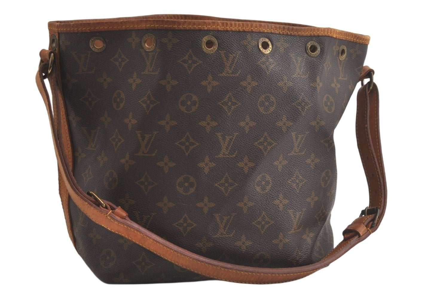 Authentic Louis Vuitton Monogram Petit Noe M42226 Shoulder Drawstring Bag 4761K