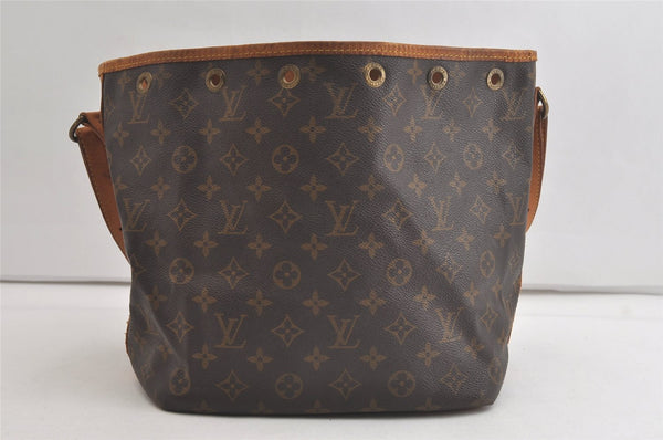 Authentic Louis Vuitton Monogram Petit Noe M42226 Shoulder Drawstring Bag 4761K
