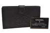 Authentic CHANEL Caviar Skin CC Logo Bifold Long Wallet Purse Black 4762J