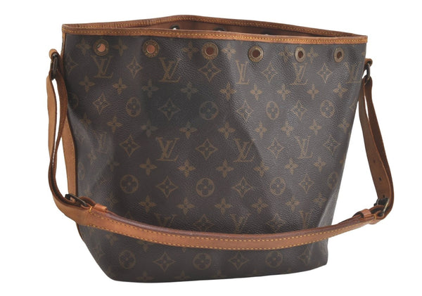Authentic Louis Vuitton Monogram Petit Noe M42226 Shoulder Drawstring Bag 4763K