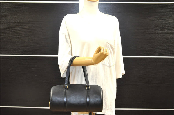 Authentic Louis Vuitton Epi Soufflot Black Hand Bag M52222 LV 4764I