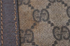 Authentic GUCCI Web Sherry Line Clutch Hand Bag GG PVC Leather Brown Junk 4765I