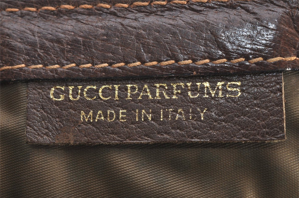 Authentic GUCCI Web Sherry Line Clutch Hand Bag GG PVC Leather Brown Junk 4765I