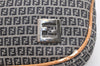 Authentic FENDI Zucchino Shoulder Hand Bag Purse Canvas Leather Navy 4766K