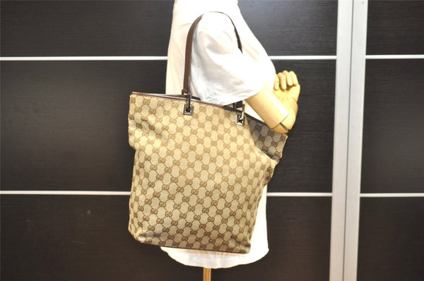 Authentic GUCCI Shoulder Tote Bag GG Canvas Leather 0021098 Brown Junk 4767I