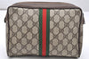 Authentic GUCCI Web Sherry Line Clutch Hand Bag Purse GG PVC Leather Brown 4768K