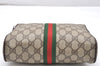 Authentic GUCCI Web Sherry Line Clutch Hand Bag Purse GG PVC Leather Brown 4768K