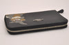 Authentic COACH x Disney Round Zip Medium Long Wallet Leather Black 4770J