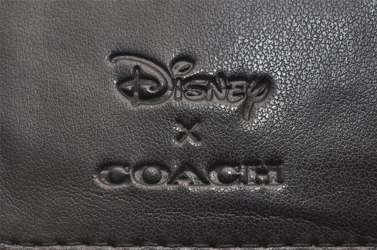 Authentic COACH x Disney Round Zip Medium Long Wallet Leather Black 4770J