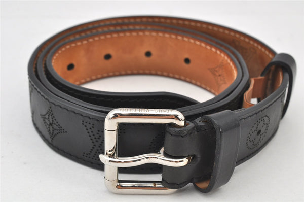 Auth Louis Vuitton Mahina Ceinture Perfo Belt 90cm 35.4" Black M6931 LV 4770K