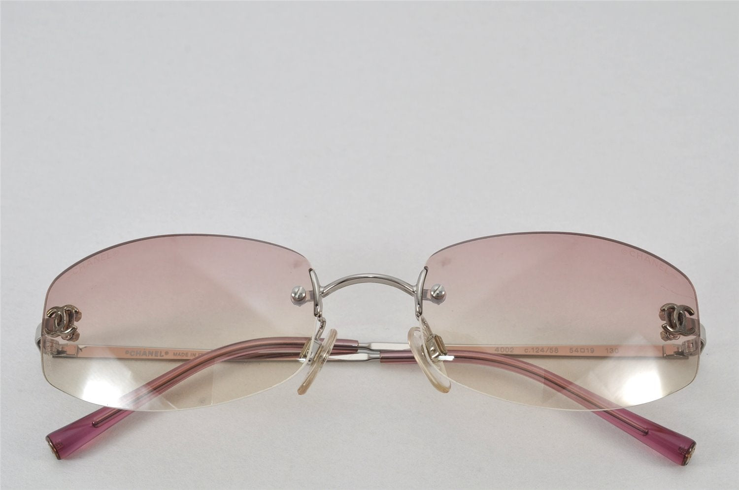 Authentic CHANEL Sunglasses CC Logos CoCo Mark Titanium 4002 Pink Clear 4771K