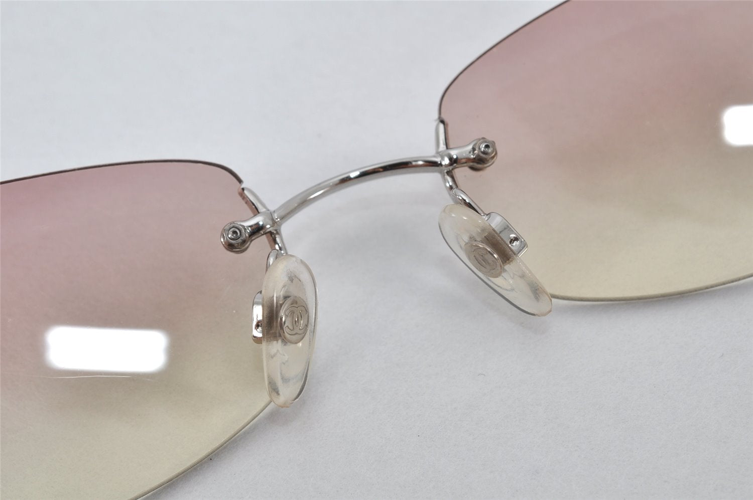 Authentic CHANEL Sunglasses CC Logos CoCo Mark Titanium 4002 Pink Clear 4771K