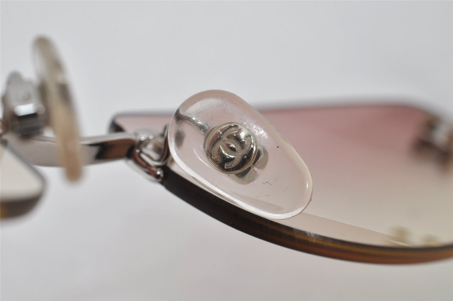 Authentic CHANEL Sunglasses CC Logos CoCo Mark Titanium 4002 Pink Clear 4771K