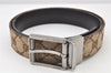 Authentic GUCCI Vintage Belt GG Canvas Leather 32.5-34.4" Brown 4772K