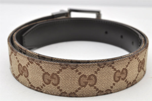 Authentic GUCCI Vintage Belt GG Canvas Leather 32.5-34.4" Brown 4772K