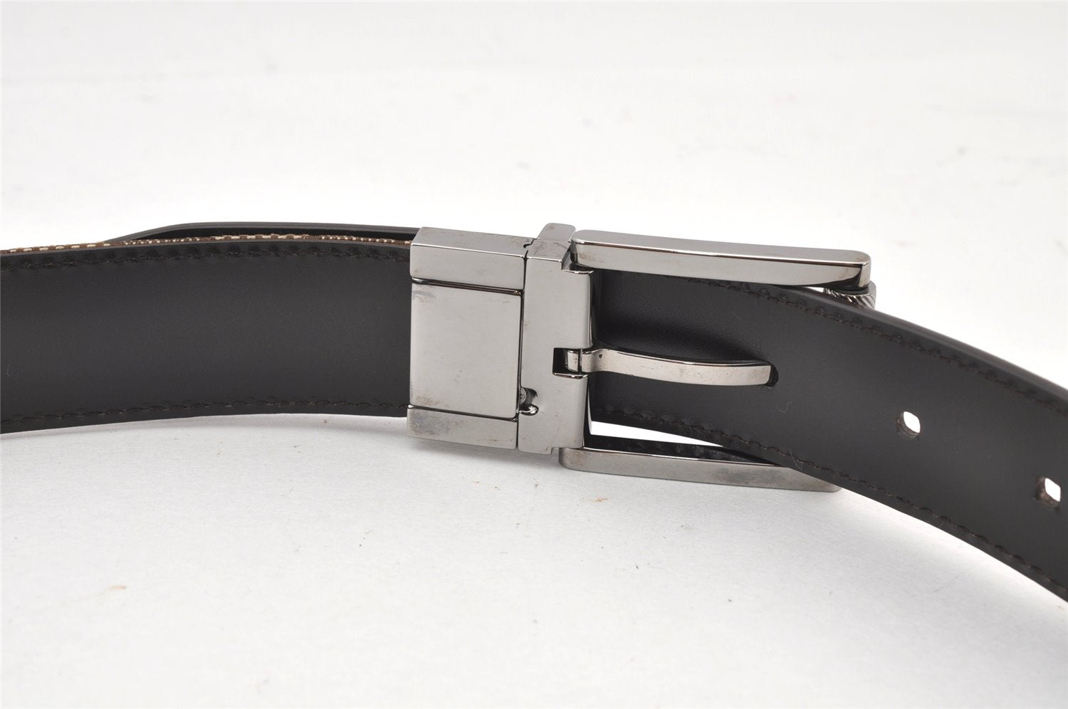 Authentic GUCCI Vintage Belt GG Canvas Leather 32.5-34.4