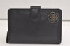 Authentic CHANEL Butterfly Camellia Calf Skin CC Logo Bifold Wallet Black 4773K