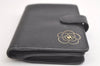 Authentic CHANEL Butterfly Camellia Calf Skin CC Logo Bifold Wallet Black 4773K