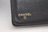 Authentic CHANEL Butterfly Camellia Calf Skin CC Logo Bifold Wallet Black 4773K