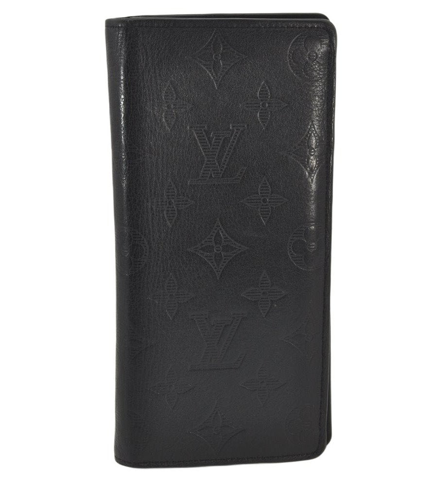 Auth Louis Vuitton Monogram Shadow Portefeuille Brazza Wallet M62900 LV 4774K