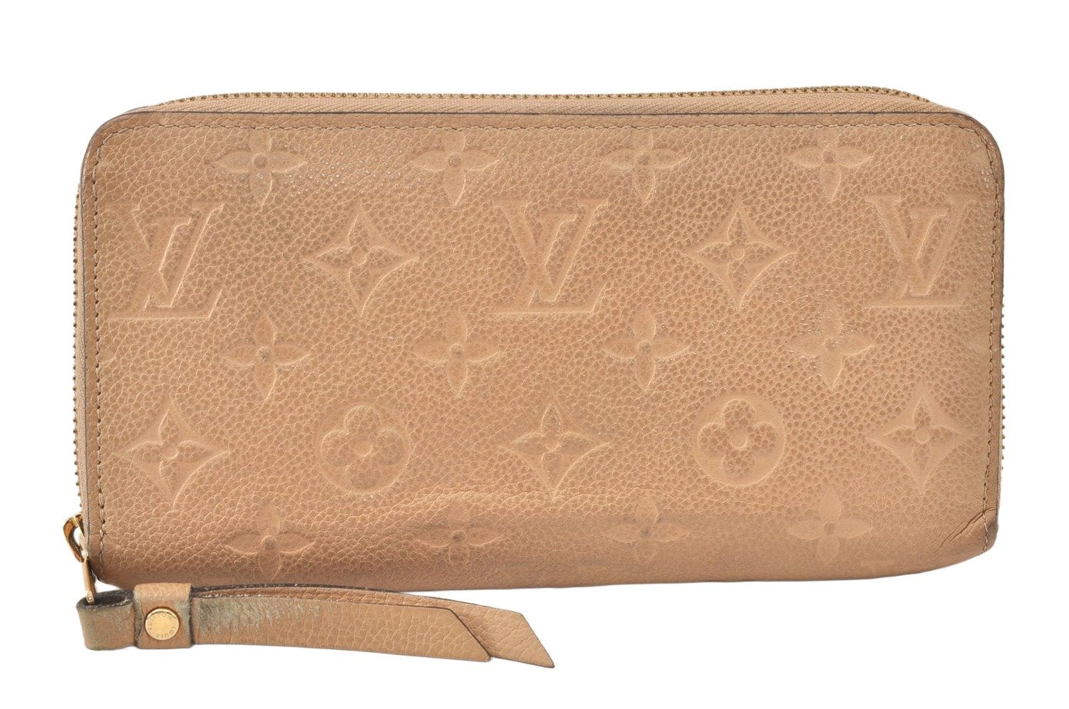 Authentic Louis Vuitton Monogram Empreinte Zippy Wallet Beige M61866 LV 4775K