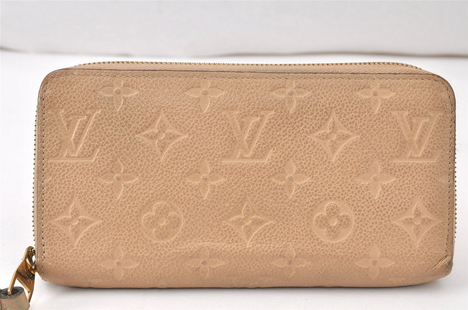 Authentic Louis Vuitton Monogram Empreinte Zippy Wallet Beige M61866 LV 4775K