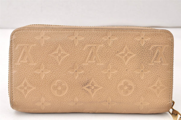 Authentic Louis Vuitton Monogram Empreinte Zippy Wallet Beige M61866 LV 4775K