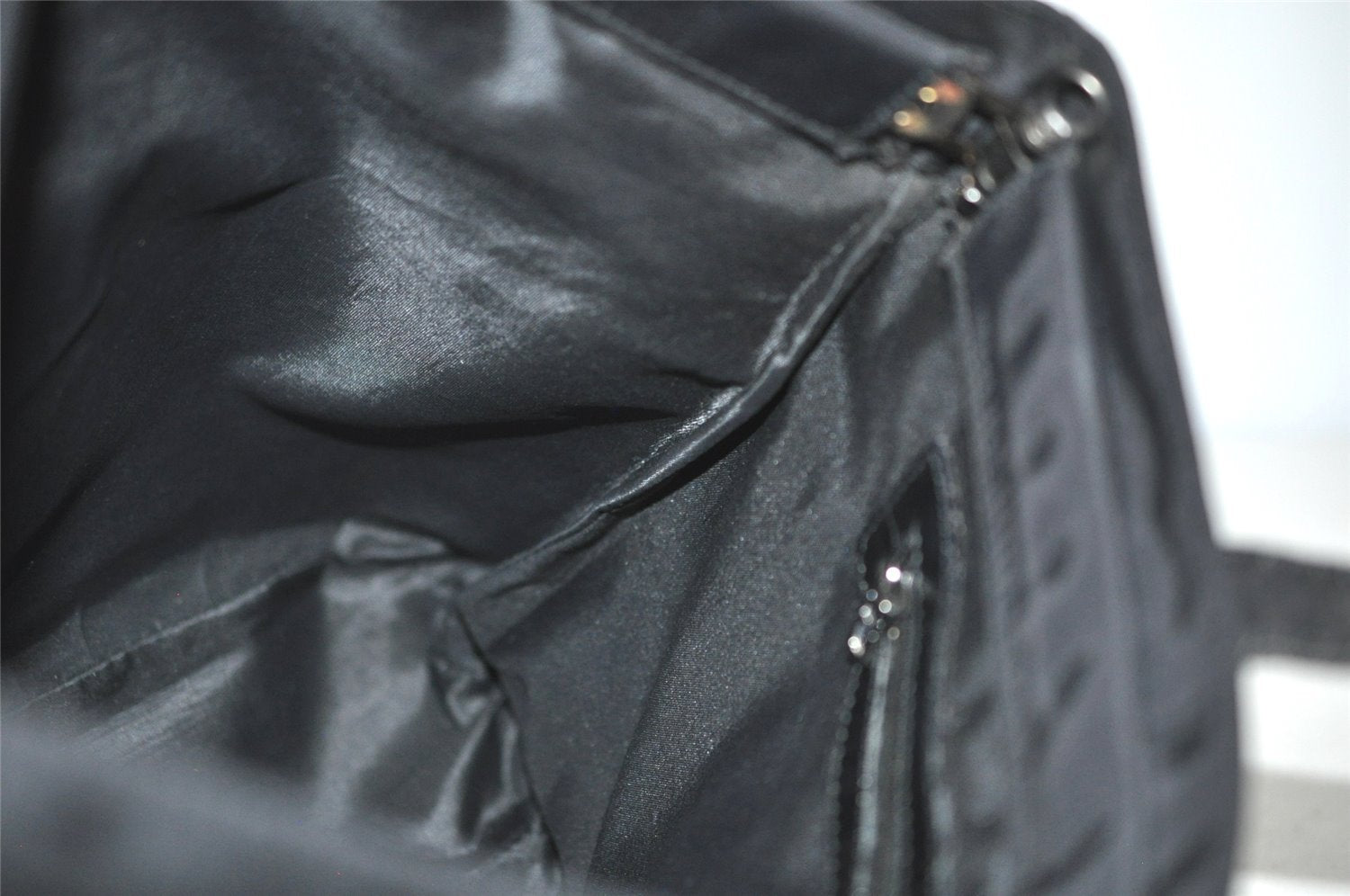 Authentic FENDI Vintage Nylon Leather Hand Tote Bag Black 4776I