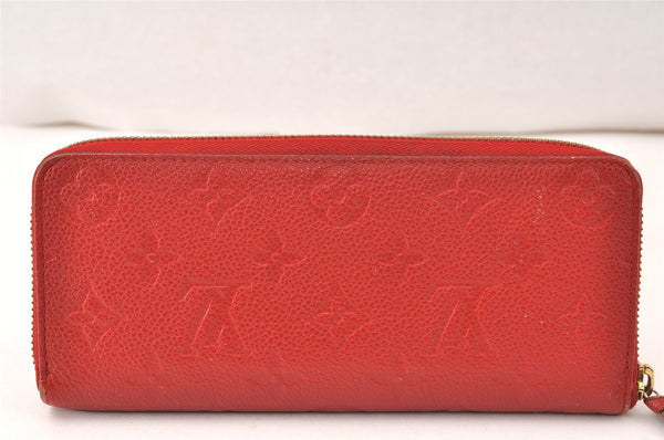 Auth Louis Vuitton Monogram Empreinte Portefeuille Clemence Wallet Red 4776K