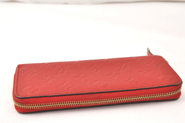 Auth Louis Vuitton Monogram Empreinte Portefeuille Clemence Wallet Red 4776K