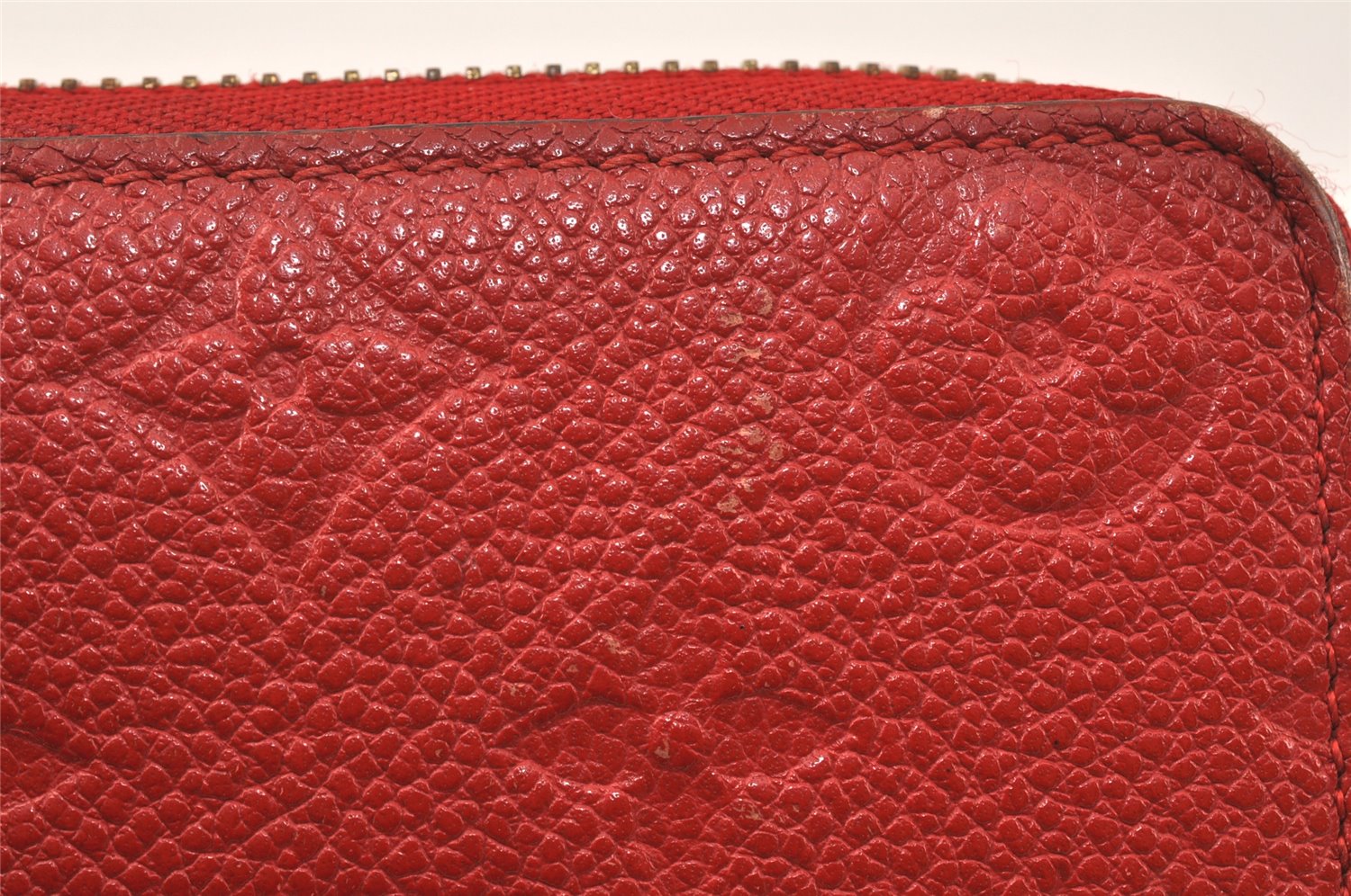 Auth Louis Vuitton Monogram Empreinte Portefeuille Clemence Wallet Red 4776K