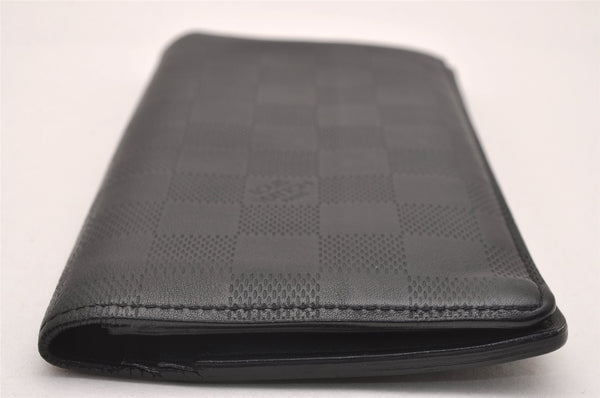 Auth Louis Vuitton Damier Infini Portefeuille Brazza Wallet N63010 Black 4777J