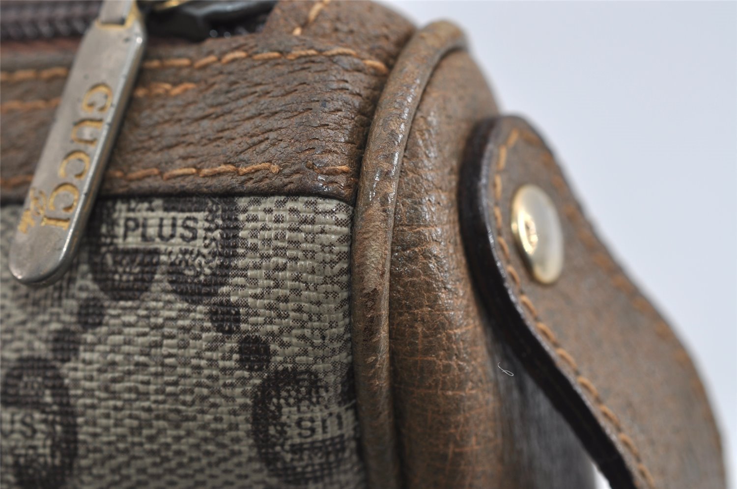 Authentic GUCCI GG Plus Clutch Hand Bag Purse PVC Leather Brown Junk 4779I