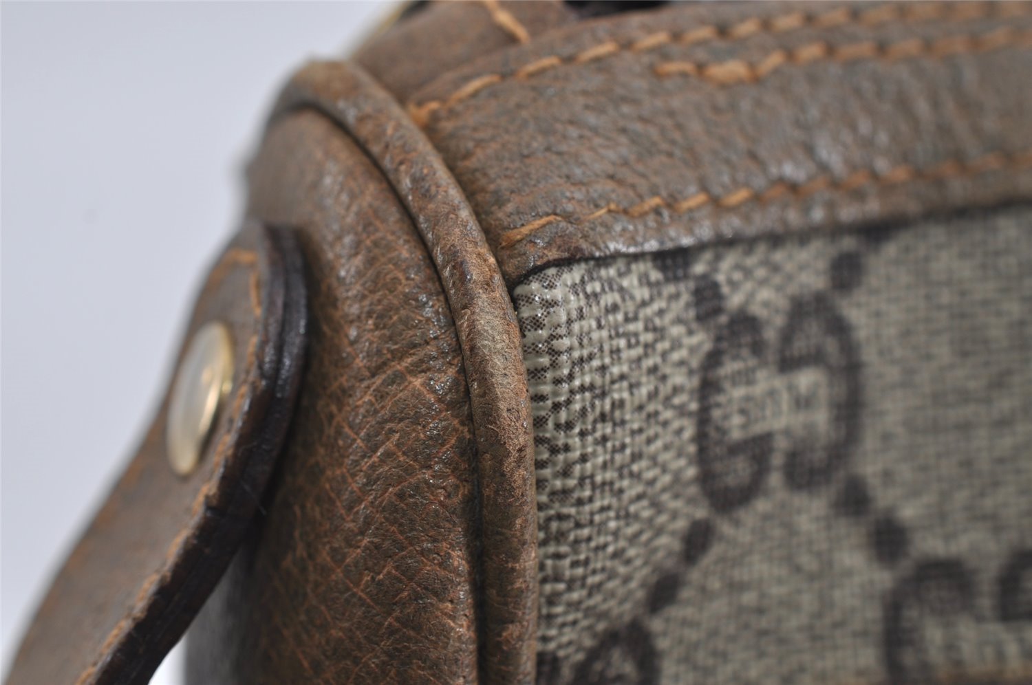 Authentic GUCCI GG Plus Clutch Hand Bag Purse PVC Leather Brown Junk 4779I