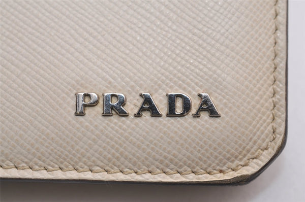 Authentic PRADA SAFFIANO CORNER Leather Bifold Wallet 2M0738 White Box 4780J