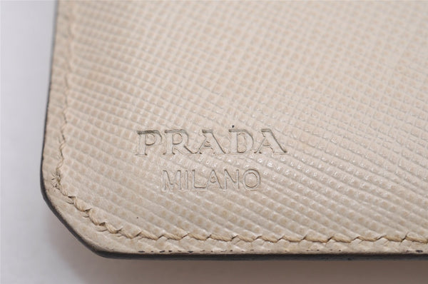 Authentic PRADA SAFFIANO CORNER Leather Bifold Wallet 2M0738 White Box 4780J